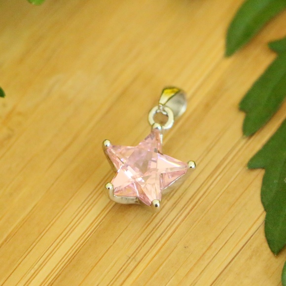 925sterlingsilver star pendant pink cubic zirconia - Picture 5 of 6
